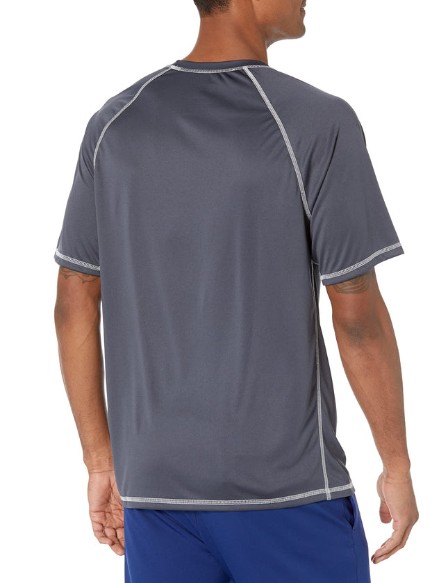 Speedo Men's Uv Swim Shirt Short Sleeve Loose Fit Easy Tee, Granite, Uv Swim Shirt Short Sleeve Loose Fit Easy Tee