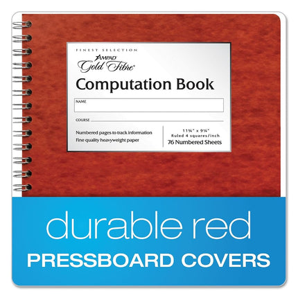 Ampad Computation Book, 4x4 Quad Ruled, 76 Sheets, Ivory, 11-3/4" x 9-1/4", 1 per Pack (22-157)