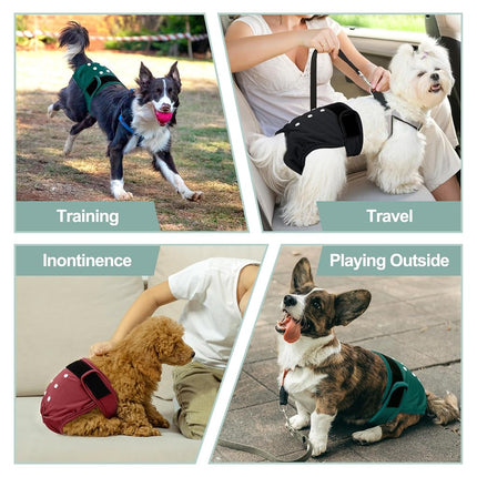 Grecle 3 Pack Female Dog Diapers - Reusable Diapers for Doggie in Heat - Highly Absorbent Dog Diapers Female for Pet Incontinence with Adjustable Snaps (Red, M)