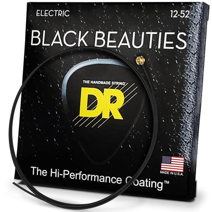 DR Strings Electric Guitar Strings, Black Beauties - Black Coated, 12-52 (BKE-12)