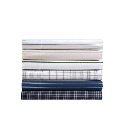 Nautica - Queen Sheets, Premium Cotton Percale Bedding Set, Plaid Home Decor, Oeko-Tex Certified (Reece Plaid Navy, Queen)