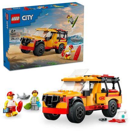 LEGO City Lifeguard Beach Rescue Truck Toy for 6+ Year Old Boys & Girls, Vehicle Building Set with 2 Minifigures, Kids Toy Car and a Shark Figure, Construction Playset for Creative Role Play 60453