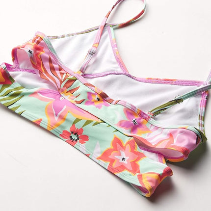 Kanu Surf Maillot de Bain 2 Pièces Enfant Fille Bikini Enveloppant Sport de Plage, Corail Récif Rose, 10