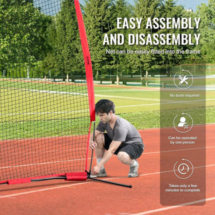VEVOR Barricade Backstop Net, 12x9 ft Ball Sports Barrier Netting, Portable Practice Equipment with Carry Bag, Protection Screen for Baseball Softball Lacrosse Soccer Hockey Training, for Backyard