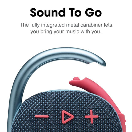 JBL Clip 4, Blue/Coral - Portable Bluetooth 5.1 Speaker - Up to 10 Hours of Play - Waterproof & Dust Resistant - Includes Noise & Echo-Canceling Speakerphone