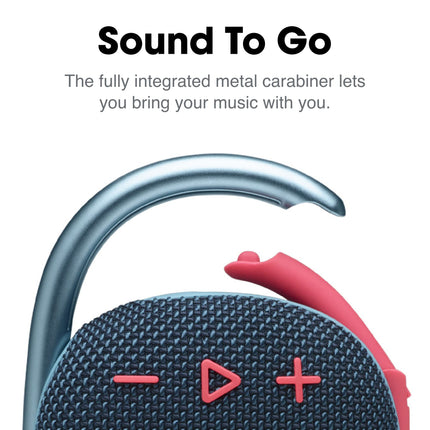 JBL Clip 4, Azul/Coral - Altavoz portátil Bluetooth 5.1 - Hasta 10 horas de reproducción - Resistente al agua y al polvo - Incluye manos libres con cancelación de ruido y eco