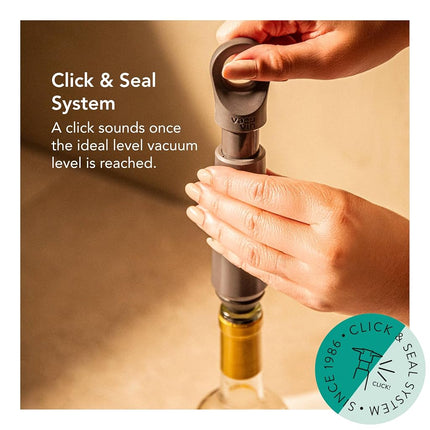 Vacu Vin Wine Saver Loop with 1 Vacuum Stopper – Premium Wine Preserver Pump for Bottles – Reseals & Preserves Red and White Wine – Air Removal System – Graphite Color