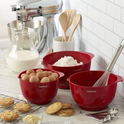 Farberware Classic Plastic Mixing Bowls, Red Set of 3