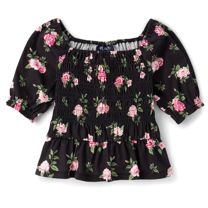 The Children's Place Girls' Long Sleeve Smocked Pe