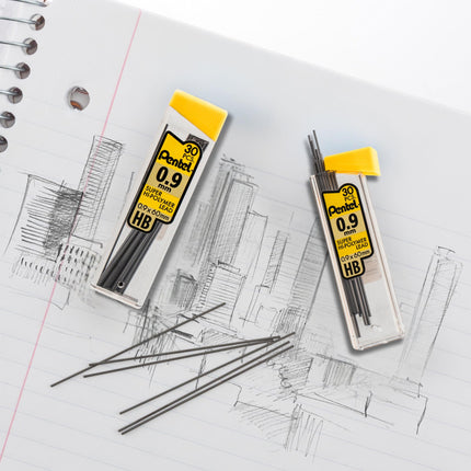 Pentel Super Hi-Polymer Lead Refill 0.9 HB BP 6 Pack (C29BPHB6)