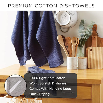 DII Windowpane Dishtowel Set, Cotton, Wine Solid, 16x26