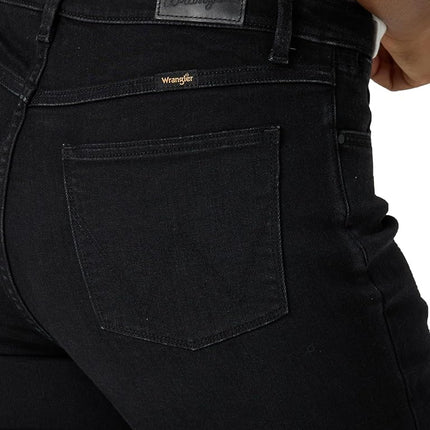 Wrangler Women's High Rise True Straight Fit Jean, Midnight Black, 4-32