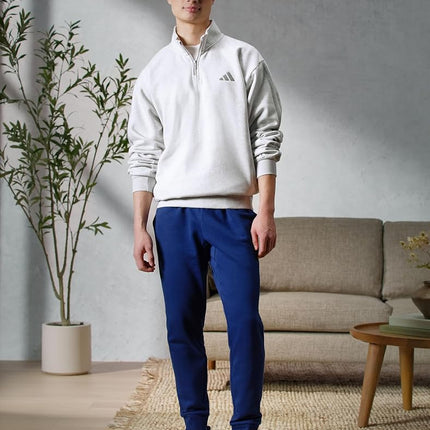 adidas Men's Essentials Feel Cozy Fleece Pants, Dark Blue/White, Large