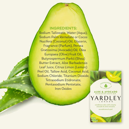 Yardley London Aloe & Avocado Naturally Moisturizing Bath Bar, 4.25 ounce