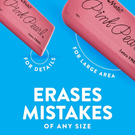 Paper Mate Pink Pearl Erasers, Large, 12 Packs of 3 (36 Erasers)