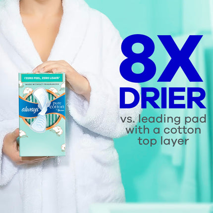 Always Serviettes hygiéniques pour femme en pur coton, serviettes FlexFoam avec ailettes, taille 3, absorption flux très abondant, sans parfum, 66 unités (3 paquets de 22)