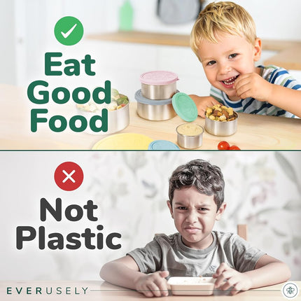 Everusely Stainless Steel Food Containers With Lids - Leakproof, Stackable Lunch and Snack Containers