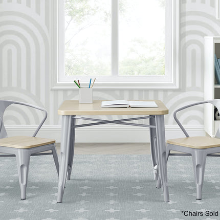 Mesa de juego Delta Children Bistro Kids - Ideal para manualidades, la hora de la merienda, educación en casa, tareas y más, metal gris/abedul natural