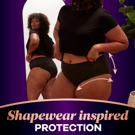 Ropa interior para incontinencia y posparto Always Discreet Boutique para mujer, protección máxima, talla XL, negro, 9 unidades