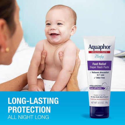 Aquaphor Baby Diaper Rash Paste - For Serious Diaper Rash and Flare-ups - 3.5oz. (99g) Tube