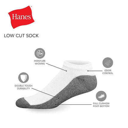 Hanes Men's Big & Tall Max Cushioned Low Cut Socks (6 Pack), Black
