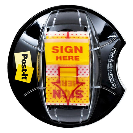Post-it Flags, Sign Here, 200/High Volume Desk Grip Dispenser, 1 in Wide, Yellow (680-HVSH)