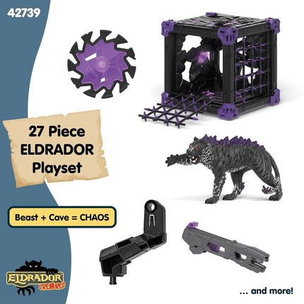 Schleich Eldrador - 27Pc Battle Cave Shadow Tiger Playset - Kids 7+ | 42739