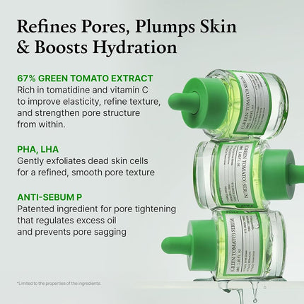 FULLY Green Tomato Serum 30ml, Pore Tightening 67% Green Tomato Extract