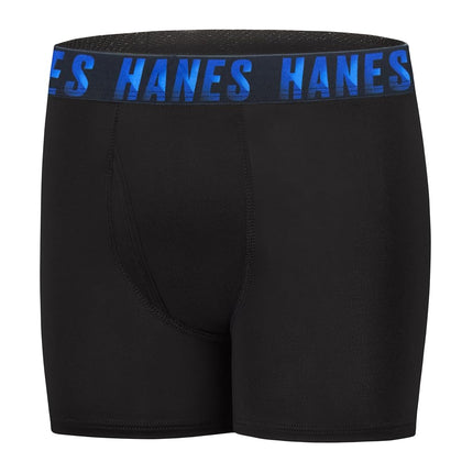 Hanes Boys Moves Breathable Boxer Brief Underwear, Performance Stretch Boxer Briefs for Boys, Moisture-Wicking, 6-pk, Black, Large