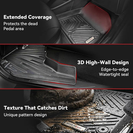 YITAMOTOR Floor Mats Compatible with Honda 2017-2022 CR-V, 1st & 2nd Row All Weather Protection, Black