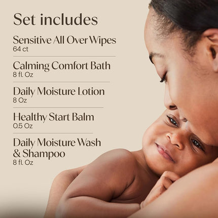 Aveeno Baby Welcome Little One Gift Basket, Baby Skincare Set with Baby Body Wash & Shampoo, Calming Bath Wash, All Over Baby Wipes, & Daily Moisturizing Lotion, 4 Piece Set