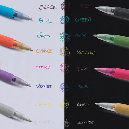 Bolígrafos de gel iridiscentes Pentel Sparkle Pop, (1.0mm) Trazos gruesos, Tinta surtida (A/C/D/F/P/V/x/Z) Recipiente de 36 unidades (K91PC36M)