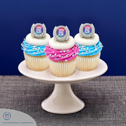 DecoPac NFL Super Bowl LX Rings, Cupcake Decorations, Officially Licensed, Football Rings, Food Safe Cake Toppers – 24 Pack