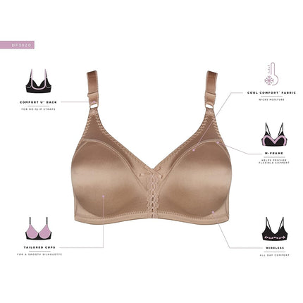 Maidenform DF3820 Women's Double Support Wire-Free Bra, White (Blanc 100), 38D (Manufacturer Size: 85D)