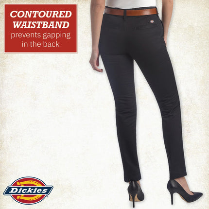 Dickies Womens Women's High Rise Skinny Twill Pants, Rinsed Dark Navy, 32