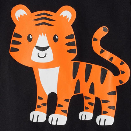 The Children's Place Baby and Toddler Boys' Animal Short Sleeve Graphic T-Shirts, Multipack, Tiger/Giraffe/Monkey/Shark, 5T