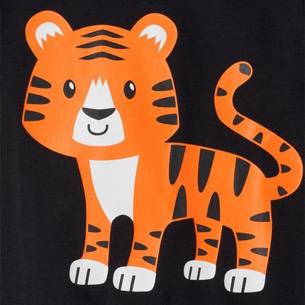 The Children's Place Baby and Toddler Boys' Animal Short Sleeve Graphic T-Shirts, Multipack, Tiger/Giraffe/Monkey/Shark, 4T