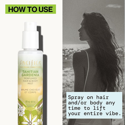 Pacifica Beauty, Tahitian Gardenia Hair Perfume & Body Spray, Citrus Gardenia and Jasmine Notes, Clean Perfume & Fragrance, Vegan & Cruelty Free, Phthalate-Free, Paraben-Free