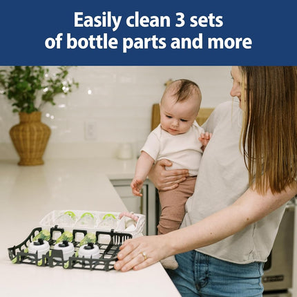 Dr. Brown's Dishwasher Basket for Small Baby Bottle Parts, Pacifiers, and Accessories, Clean, Store and Organize Newborn Essentials, BPA free, Black