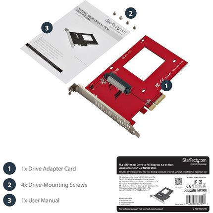 StarTech PEX4SFF8639 NVME PCIE ADAPTER - 2.5IN U.2 SSD SFF-8639 - X4 PCIE 3.0 IN - (Components > Add On Cards & Controllers)