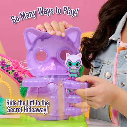 Just Play Disney Jr. SuperKitties Su-Purr Wild Playset with Slide and Swing, 5-pieces, 3 Poseable Figures, Toy for Fans, Girls, Kids, Ages 3 and Up