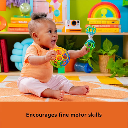 Bright Starts Easy-Grasp Oball Bundle Gift Set - Grasp The Day, Ball and Rattle Toys 2-Pack, BPA Free, Unisex, Newborn+