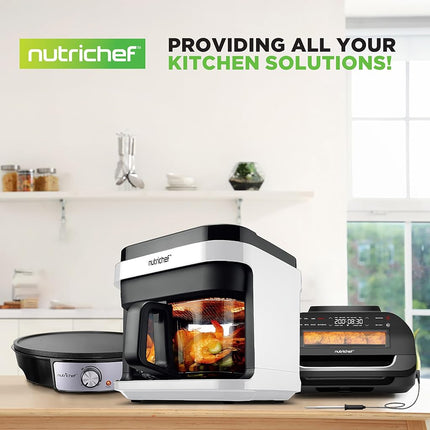 Nutrichef 5.5L Air Fryer with Transparent Glass Basket & Visible Cooking Window, 8 in 1 Preset Cook Modes, Precise Temperature Control & Timer, Easy Clean Dishwasher Safe, White