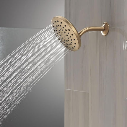 Delta PivotPro Brushed Gold Rain Showerhead, Single Setting 7 Inch Round Shower Head, Showerheads, 1.75 GPM Flow Rate, Champagne Bronze 75104CZ