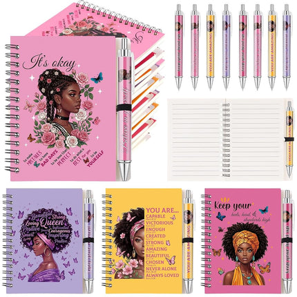 Colarr 12 Sets Black Women Journals and Pen Gifts 