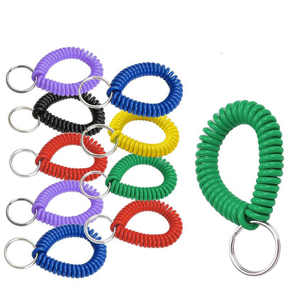Lucky Line 2” Diameter Spiral Wrist Coil with Steel Key Ring, Flexible Wrist Band Key Chain Bracelet, Stretches to 12” Assorted Colors, 25 Pack (41075)