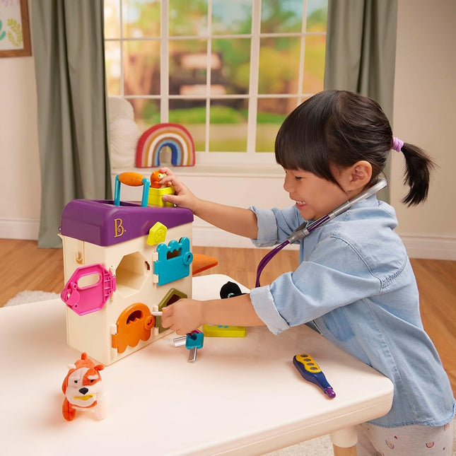 B. toys Pet Vet Playset with Keys, Plush Pets and Tools, Pretend Play