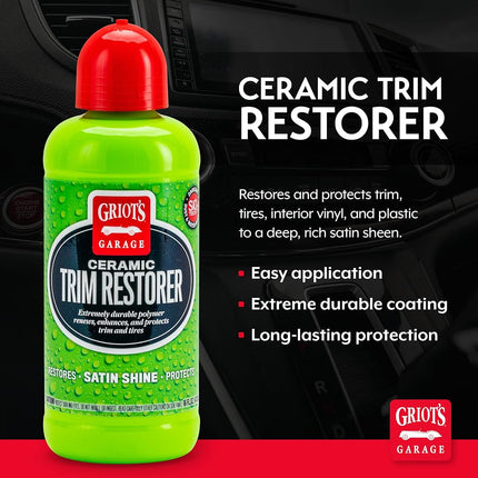 Griot's Garage 10944 Ceramic Trim Restorer 16oz – Restore Exterior & Interior Plastics, Rubber Seals, & Tires – Satin Finish Provides Like New Appearance – Ceramic Infused for Long Lasting Results