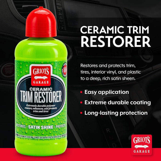 Griot's Garage 10944 Ceramic Trim Restorer 16oz – Restore Exterior & Interior Plastics, Rubber Seals, & Tires – Satin Finish Provides Like New Appearance – Ceramic Infused for Long Lasting Results