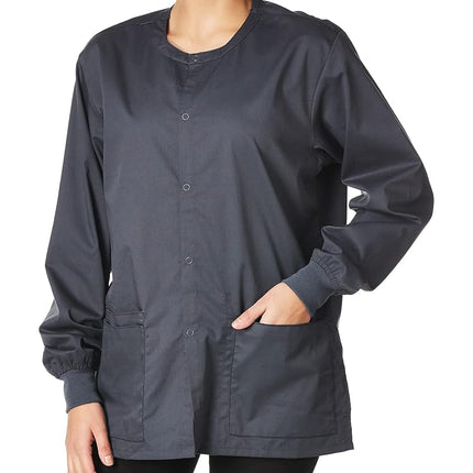 WonderWink Unisex-Adult's Snap Front Jacket, Pewter, Medium